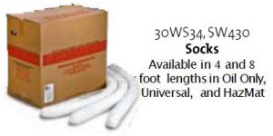 socks - available in 4 and 8 foot lengths in oily only, universal and hazmat